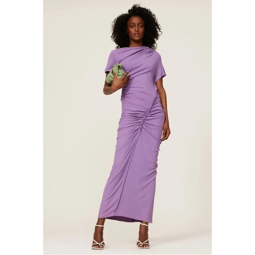 Atlein Ruched Rib Sheath Dress Size M - Picture 2 of 6
